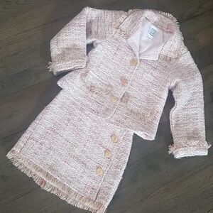 JUST like Mommy's woven jacket and skirt set.